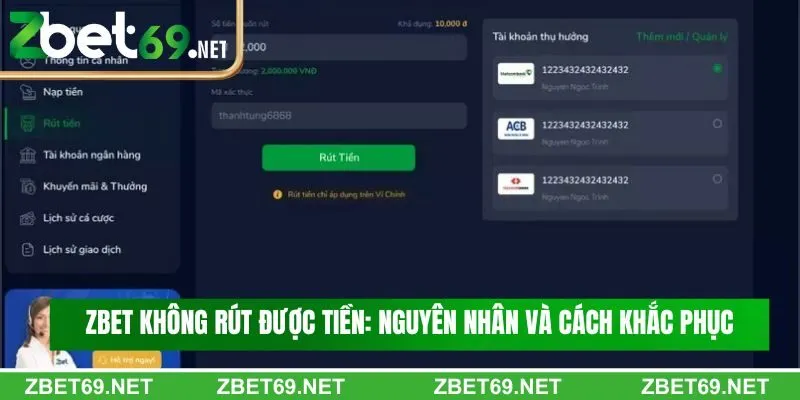 Zbet không rút được tiền